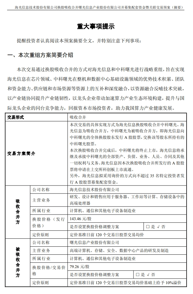 43万股民嗨了！688041、603019，千亿重组预案出炉，今日复牌